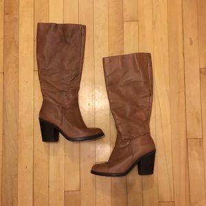 Trendy Brown Knee-high Heeled Boots